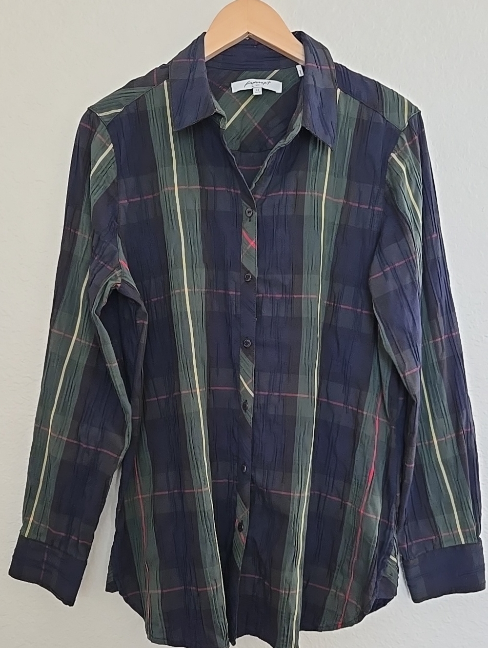 Foxcroft Textured Plaid Button-Down Shaped Shirt Fall Outdoors Fall Lighweight